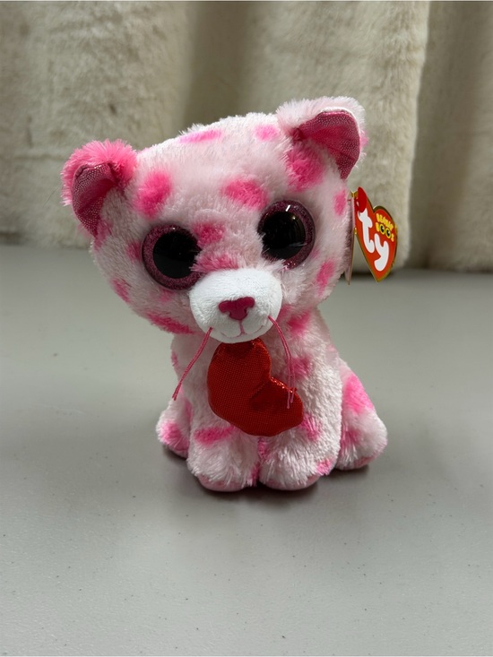 Ty Other - Ty Pink Polka Dot Cat Plush with Red Heart